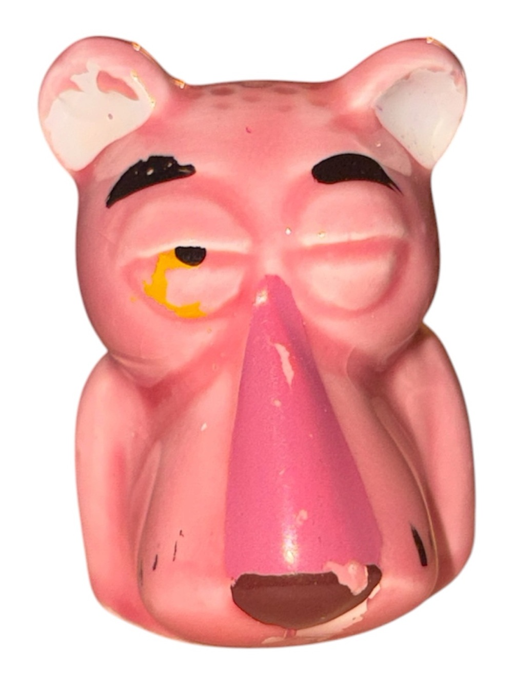 Vintage Pink Panther ceramic thimble